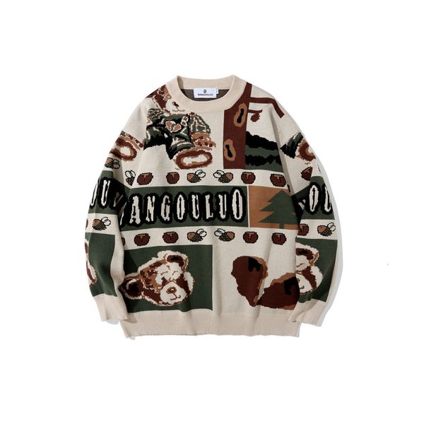 sweater knit wind jacquard ted men's fashion brand loose round neck color matching long sleeve, White;black
sweater knit wind jacquard ted men's fashion brand loose round neck color matching long sleeve, White;black