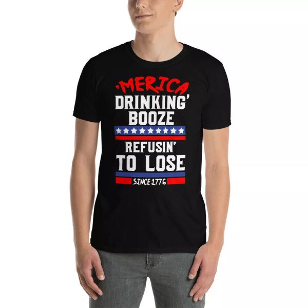 'merica drinking' booze refusin' to lose 1776 cool american 4th of july shirt, White;black
'merica drinking' booze refusin' to lose 1776 cool american 4th of july shirt, White;black