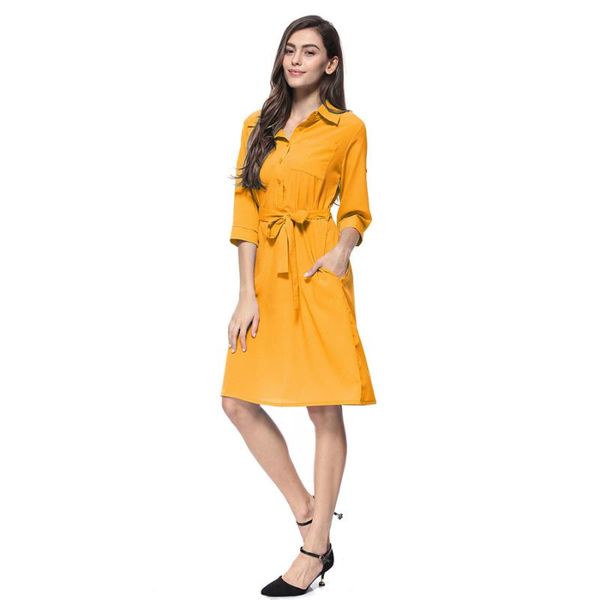 casual dresses 2021 summer lapel 3/4 sleeve dress female temperament single-breasted commute women with belt knee length, Black;gray
casual dresses 2021 summer lapel 3/4 sleeve dress female temperament single-breasted commute women with belt knee length, Black;gray