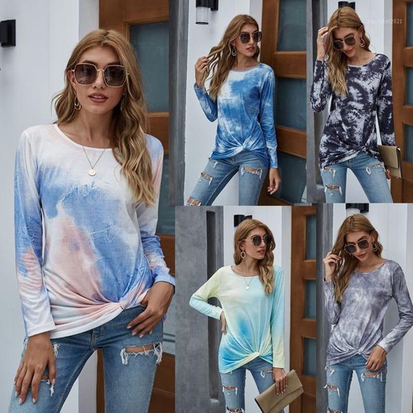 women's t-shirt fashion casual tie-dye crewneck long sleeve knot loose pullover mujer sweatshirts, White
women's t-shirt fashion casual tie-dye crewneck long sleeve knot loose pullover mujer sweatshirts, White