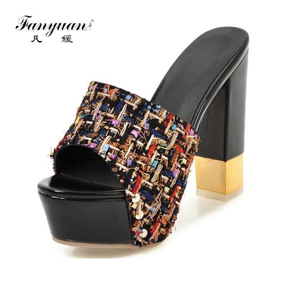 slippers fanyuan big size 33-43 fashion summer ladies shoes peep toe shallow thick platform women high heels elegant, Black
slippers fanyuan big size 33-43 fashion summer ladies shoes peep toe shallow thick platform women high heels elegant, Black