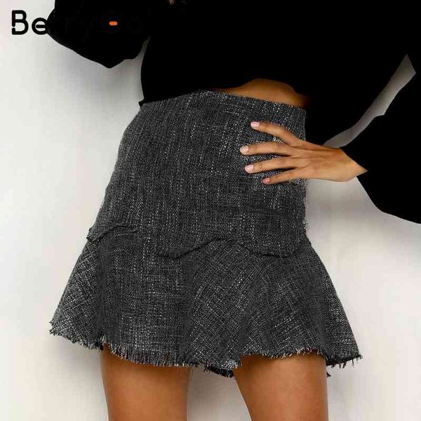 berrygo ruffle short tweed winter skirts women a line offical lady mini streetwear autumn high waist female 210513, Black
berrygo ruffle short tweed winter skirts women a line offical lady mini streetwear autumn high waist female 210513, Black