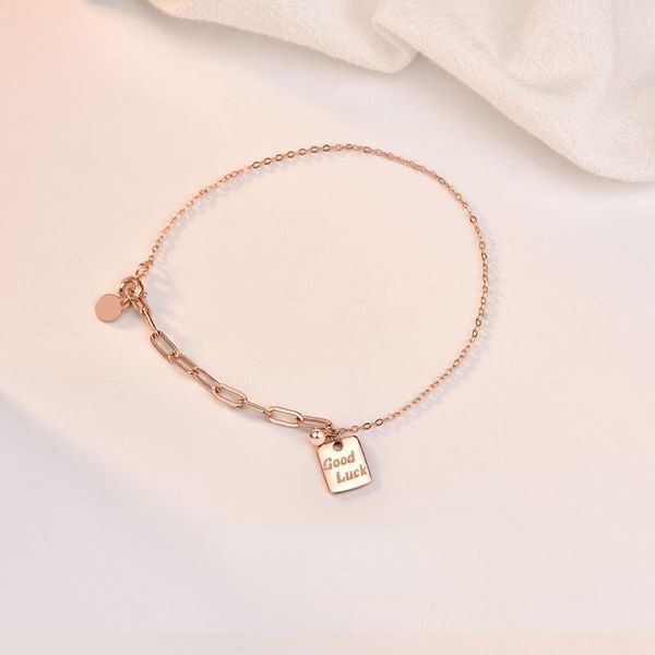link, chain s925 pure silver letter goodluck lucky side bracelet female ins european and american wind tide fashion accessories, Black
link, chain s925 pure silver letter goodluck lucky side bracelet female ins european and american wind tide fashion accessories, Black