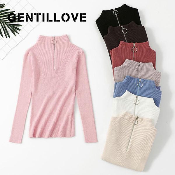women's sweaters gentillove women korean zipper sweater knit pullovers 2021 slim solid color style elegant ladies bottom, White;black
women's sweaters gentillove women korean zipper sweater knit pullovers 2021 slim solid color style elegant ladies bottom, White;black