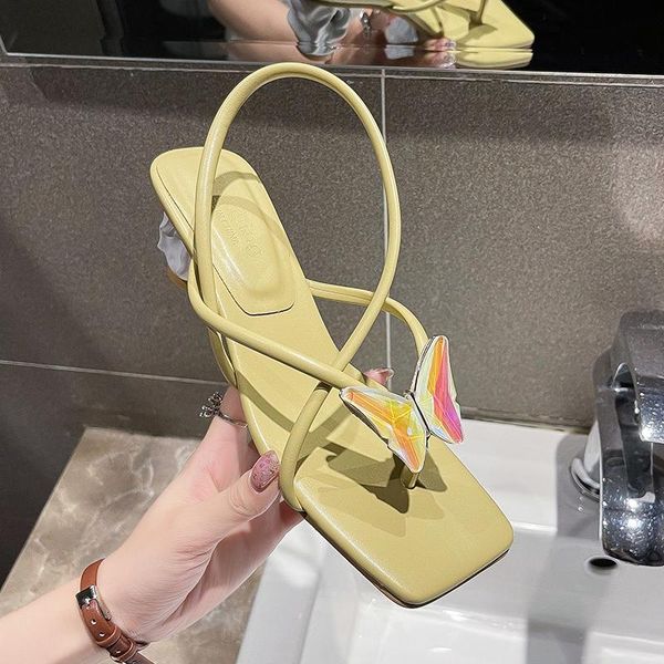 sandals square toe fashion women's butterfly high heels summer shoes ankle straps simple flip flops dress, Black
sandals square toe fashion women's butterfly high heels summer shoes ankle straps simple flip flops dress, Black