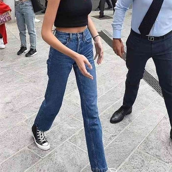 high waist straight women jeans slim boyfriend style casual wild ankle-length female jeans, Blue
high waist straight women jeans slim boyfriend style casual wild ankle-length female jeans, Blue