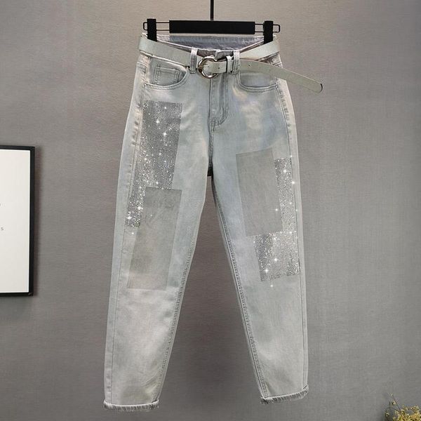 women's jeans plus size grey female summer loose high waist diamond drill denim pants girls ladies streetwear harajuku, Blue
women's jeans plus size grey female summer loose high waist diamond drill denim pants girls ladies streetwear harajuku, Blue