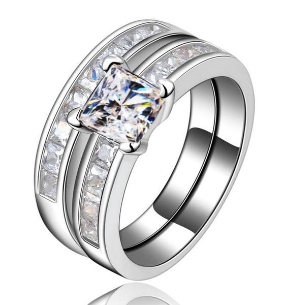 2pcs yayi jewelry fashion princess cut 7 ct 6*6 white cubic zirconia silver color engagement wedding party couples rings cluster, Golden;silver
2pcs yayi jewelry fashion princess cut 7 ct 6*6 white cubic zirconia silver color engagement wedding party couples rings cluster, Golden;silver