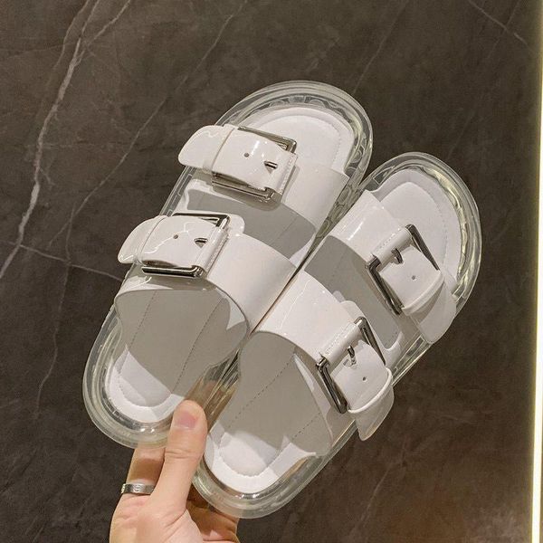 slippers shoes women buckle leather flat sandals round toe platform ladies summer causal white, Black
slippers shoes women buckle leather flat sandals round toe platform ladies summer causal white, Black