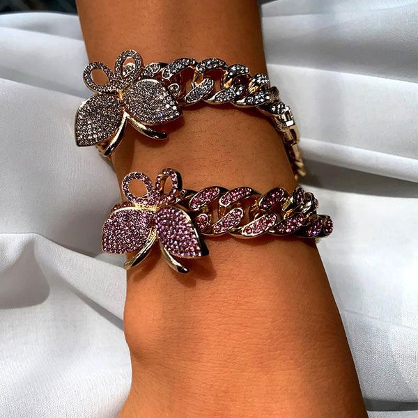 link, chain iced out crystal butterfly cuban bracelets for women hip hop bling rhinestone chunky luxury jewelry party gifts, Black
link, chain iced out crystal butterfly cuban bracelets for women hip hop bling rhinestone chunky luxury jewelry party gifts, Black
