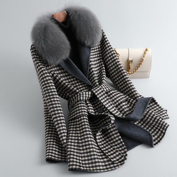 women's wool & blends winter double-sided cashmere short coat women real fur jacket female ins warm plaid coats park trench, Black
women's wool & blends winter double-sided cashmere short coat women real fur jacket female ins warm plaid coats park trench, Black