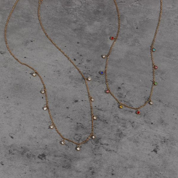 chains trendy arrival stainless steel gold plated zircon little pendant colorful white thin o chain necklace for women, Silver
chains trendy arrival stainless steel gold plated zircon little pendant colorful white thin o chain necklace for women, Silver