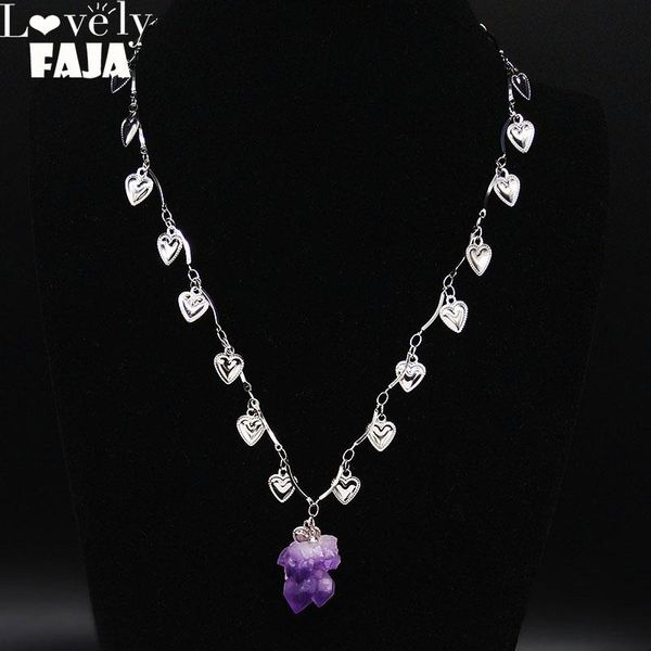 pendant necklaces 2021 fashion purple crystal stainless steel heart choker necklace for women silver color chain jewelry joyeria n20219
pendant necklaces 2021 fashion purple crystal stainless steel heart choker necklace for women silver color chain jewelry joyeria n20219