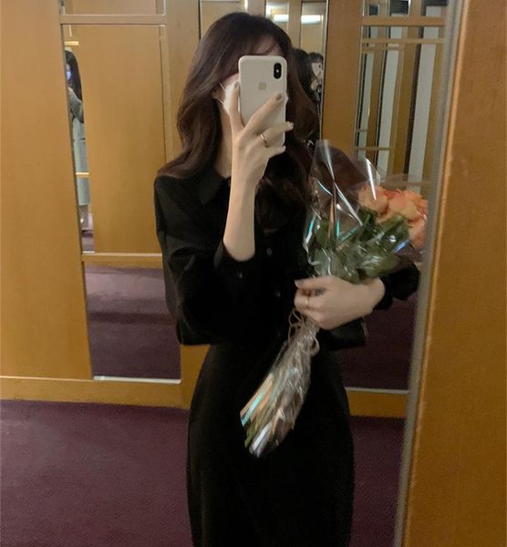 casual dresses spring dress girls boho solid female vintage party oversize long sleeve women robe vestido, Black;gray
casual dresses spring dress girls boho solid female vintage party oversize long sleeve women robe vestido, Black;gray