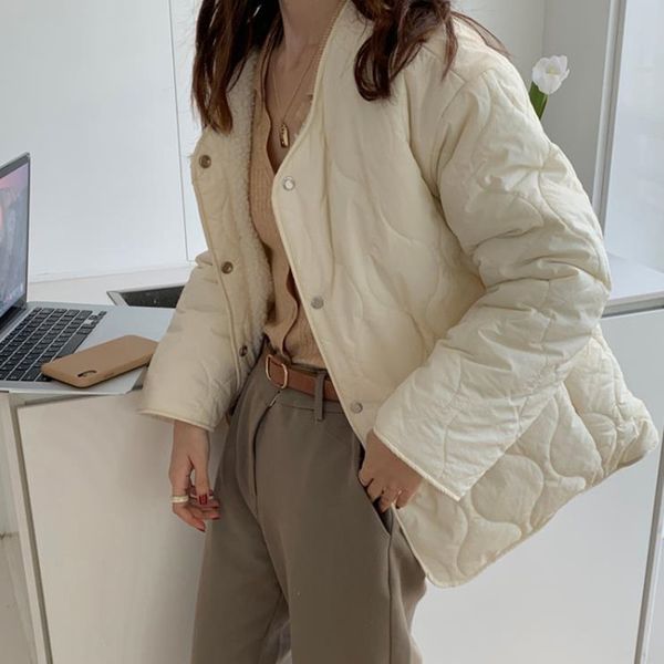 ol autumn winter coat women baseball clothes vintage elegant faux lamb wool liner thick warm loose double wear parkas 210421, Black
ol autumn winter coat women baseball clothes vintage elegant faux lamb wool liner thick warm loose double wear parkas 210421, Black