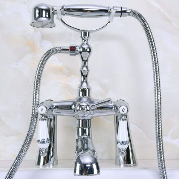 brass polished chrome deck mounted clawfoot bathroom tub faucet dual ceramic handles telephone style hand shower head ana113 sets
brass polished chrome deck mounted clawfoot bathroom tub faucet dual ceramic handles telephone style hand shower head ana113 sets