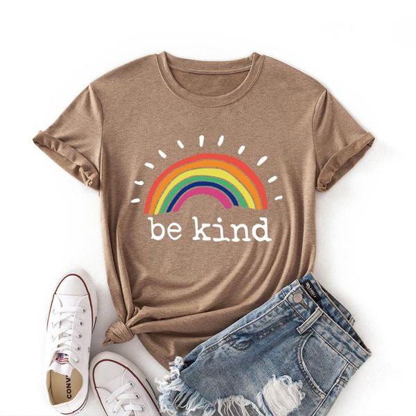 women's t-shirt be kind letter women t-shirts female short sleeve graphic tee rainbow print woman casual tshirt summer cotton t shirt, White
women's t-shirt be kind letter women t-shirts female short sleeve graphic tee rainbow print woman casual tshirt summer cotton t shirt, White