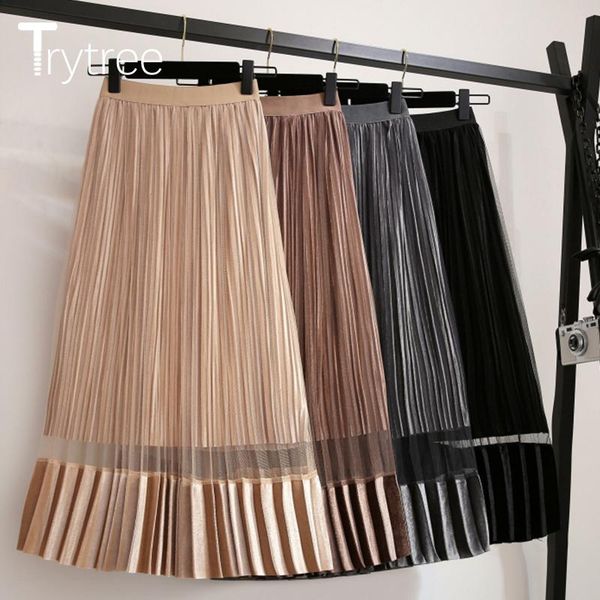 skirts trytree autumn pleated shiny corduroy solid 4 colours women skirt polyester mid-calf fashion ruffles female, Black
skirts trytree autumn pleated shiny corduroy solid 4 colours women skirt polyester mid-calf fashion ruffles female, Black