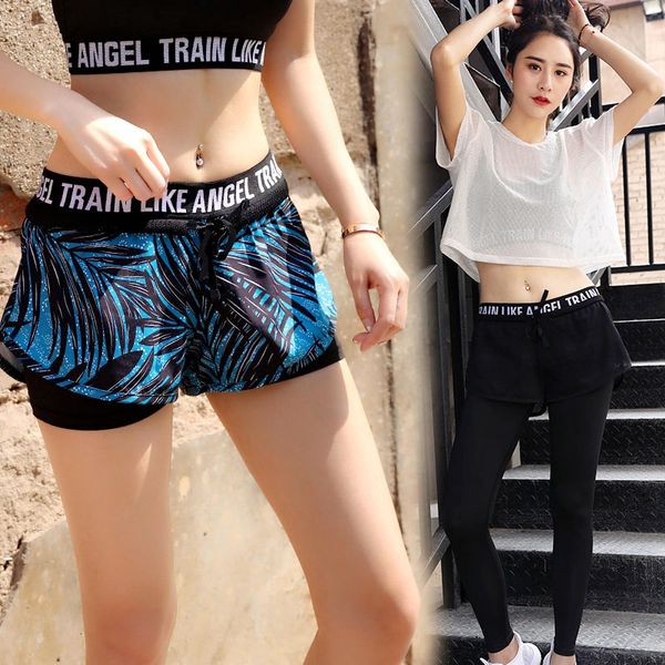 women's shorts spring and summer new large size fake two piece sports printed yoga running elastic quick drying fitness pants female, White;black
women's shorts spring and summer new large size fake two piece sports printed yoga running elastic quick drying fitness pants female, White;black