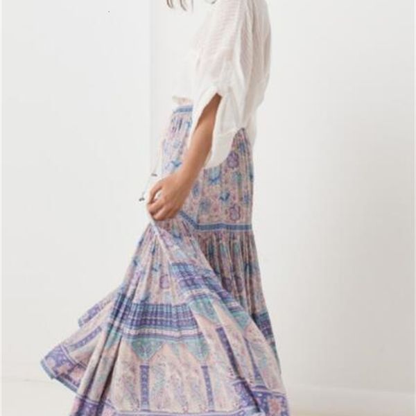 bohemian lavender floral print long skirt women stitching pleated lacing up stream elastic waist swing skirts beach, Black
bohemian lavender floral print long skirt women stitching pleated lacing up stream elastic waist swing skirts beach, Black