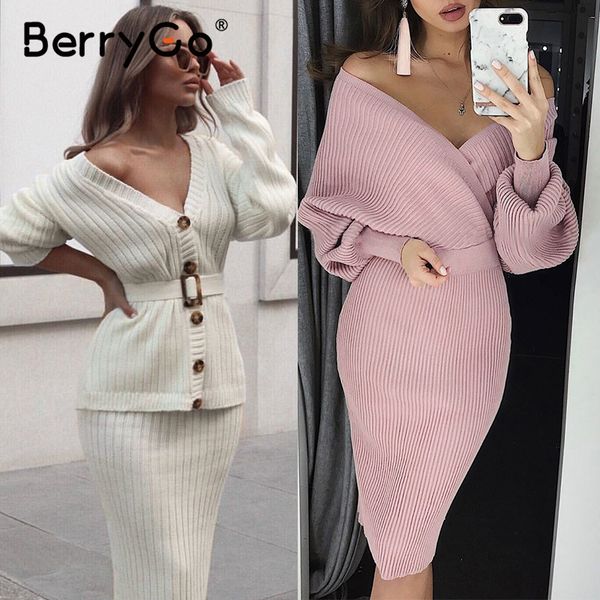 2021berrygo v-neck women knitted skirt suits autumn winter long sleeve two piece dress elegant party female sweater dress blue, Black;gray
2021berrygo v-neck women knitted skirt suits autumn winter long sleeve two piece dress elegant party female sweater dress blue, Black;gray