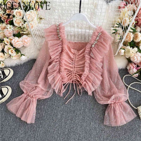 blouse women spring autumn french style mesh chiffon shirt solid v-neck puff sleeve folds blusas mujer sweet shirts 210415, White
blouse women spring autumn french style mesh chiffon shirt solid v-neck puff sleeve folds blusas mujer sweet shirts 210415, White