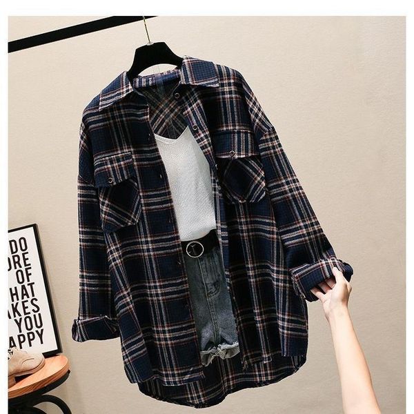 women's blouses & shirts cotton 2021 spring large lattice college style cardigan coat long sleeve loose thin shirt, White
women's blouses & shirts cotton 2021 spring large lattice college style cardigan coat long sleeve loose thin shirt, White