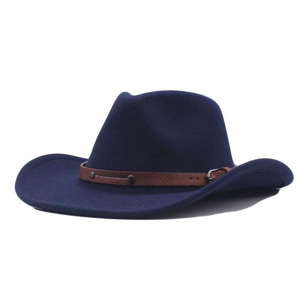 wide brim hats fashion wool blend western cowboy cap hat outdoor beach jazz sombrero godfather brown belt, Blue;gray
wide brim hats fashion wool blend western cowboy cap hat outdoor beach jazz sombrero godfather brown belt, Blue;gray