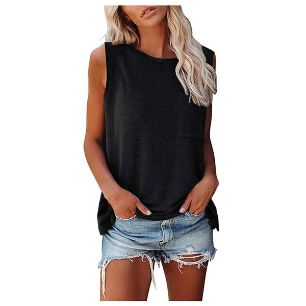 women's blouses & shirts sleeveless tank solid color o-neck loose blouse casual summer vest black blusas camisas de mujer, White
women's blouses & shirts sleeveless tank solid color o-neck loose blouse casual summer vest black blusas camisas de mujer, White