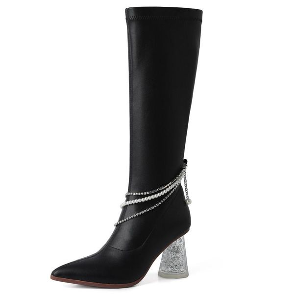 boots 2022 leather women over the knee fashion metal rhinestone elegant high heel party women's stretch, Black
boots 2022 leather women over the knee fashion metal rhinestone elegant high heel party women's stretch, Black