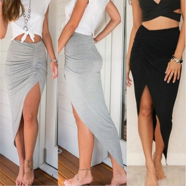 women high waisted asymmetric stretch ruched slit skirt beach party bodycon skirts pluss size s-xl black gray
women high waisted asymmetric stretch ruched slit skirt beach party bodycon skirts pluss size s-xl black gray