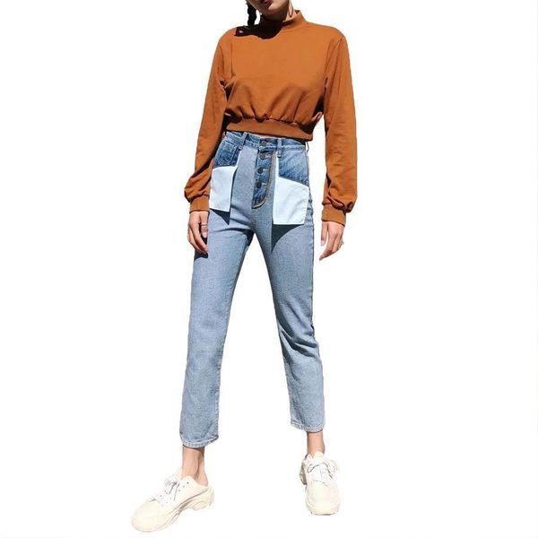 european style autumn women jean high waist slim vintage washed brand designer casual inside out denim pants, Blue
european style autumn women jean high waist slim vintage washed brand designer casual inside out denim pants, Blue