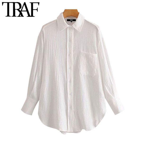 traf women chic fashion office wear pockets loose blouses vintage lapel collar long sleeve female shirts chic, White
traf women chic fashion office wear pockets loose blouses vintage lapel collar long sleeve female shirts chic, White