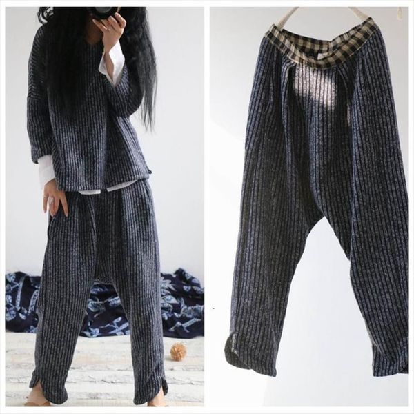 autumn winter vintage wool women pant drop crotch striped thick keep warm harem straight trousers ac5801, Black;white
autumn winter vintage wool women pant drop crotch striped thick keep warm harem straight trousers ac5801, Black;white