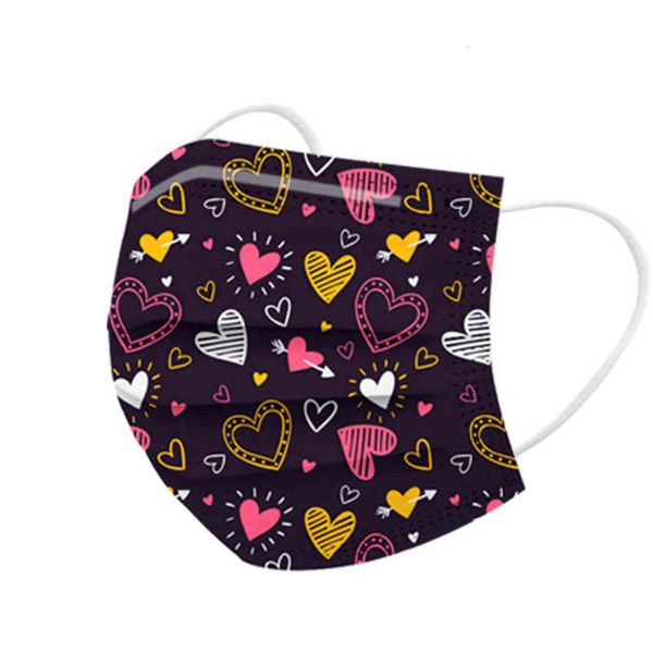 2021 mouth love printing protective mask disposable three-layer non-woven melt-blown