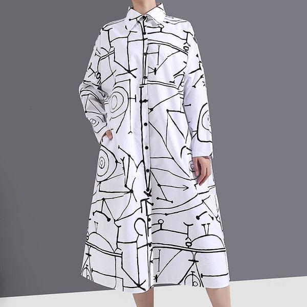 dress female pattern white printed size big lapel long sleeve fashion adjustment spring tide fall 2021 1y744, Black;gray
dress female pattern white printed size big lapel long sleeve fashion adjustment spring tide fall 2021 1y744, Black;gray