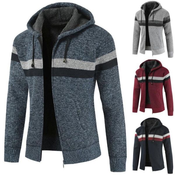 men's hoodies & sweatshirts men warm stripe fleece sweater knitted cardigan coat casual slim outwear jacket, Black
men's hoodies & sweatshirts men warm stripe fleece sweater knitted cardigan coat casual slim outwear jacket, Black