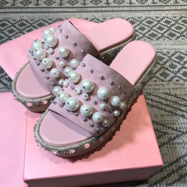summer sell women platform slippers ladies pearl crystal round-toe height increasing designer shoes, Black
summer sell women platform slippers ladies pearl crystal round-toe height increasing designer shoes, Black