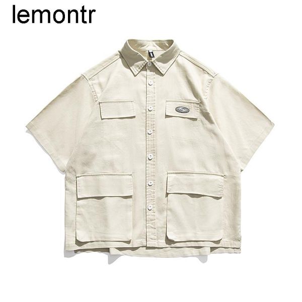 men's casual shirts japanese ami khaki multi pocket frock shirt men and women fashion brand bf street short sleeve, White;black
men's casual shirts japanese ami khaki multi pocket frock shirt men and women fashion brand bf street short sleeve, White;black