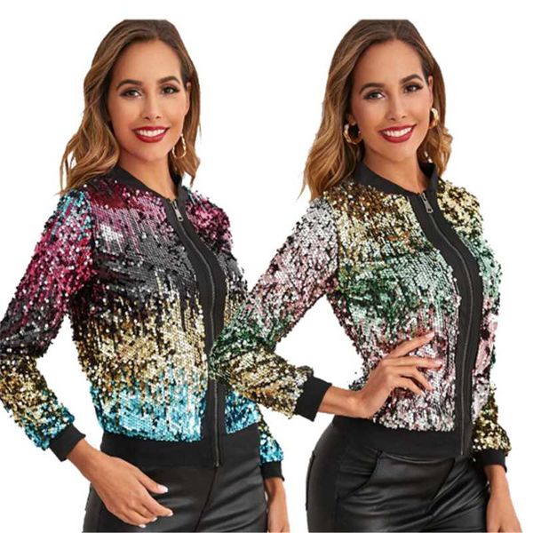 women's jackets fashion spring autumn collar casual color sequin jacket zipper long sleeves coat outwear, Black;brown
women's jackets fashion spring autumn collar casual color sequin jacket zipper long sleeves coat outwear, Black;brown