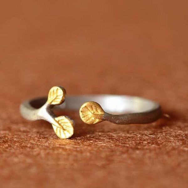 cluster rings fashion 925 sterling silver jewelry leaf branch korean simple small fine opening sr17, Golden;silver
cluster rings fashion 925 sterling silver jewelry leaf branch korean simple small fine opening sr17, Golden;silver