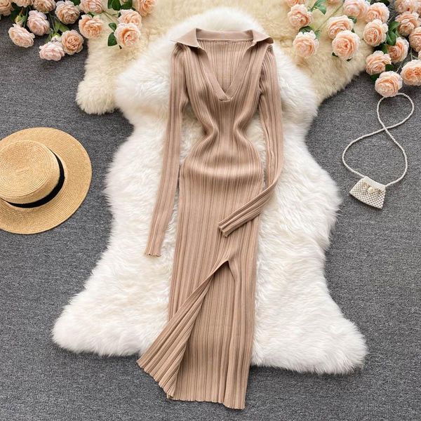 casual dresses dress 2021 autumn feminine waist and hips stretch knit long-sleeved scheming split hip skirt with fashionable temperament, Black;gray
casual dresses dress 2021 autumn feminine waist and hips stretch knit long-sleeved scheming split hip skirt with fashionable temperament, Black;gray