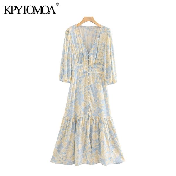 kpytomoa women elegant fashion floral print ruffled midi dress vintage v neck three quarter sleeve female dresses vestidos 210331, Black;gray
kpytomoa women elegant fashion floral print ruffled midi dress vintage v neck three quarter sleeve female dresses vestidos 210331, Black;gray