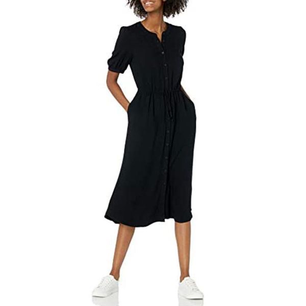 casual dresses summer women's long dress 2021 half sleeve waisted a-line midi woman button black beach for women vestidos, Black;gray
casual dresses summer women's long dress 2021 half sleeve waisted a-line midi woman button black beach for women vestidos, Black;gray