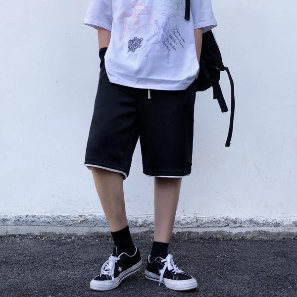 men's shorts jogger harajuku loose summer stitching five-point pants trendy ins fashion sports women streetwear, White;black
men's shorts jogger harajuku loose summer stitching five-point pants trendy ins fashion sports women streetwear, White;black