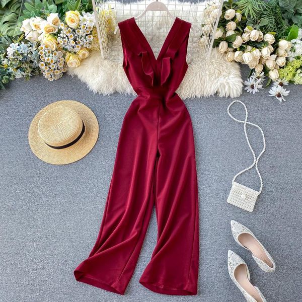 women's jumpsuits & rompers women fashion v-collar ruffle ins thin sleeveless high waist droop feeling wide-legged overalls k844, Black;white
women's jumpsuits & rompers women fashion v-collar ruffle ins thin sleeveless high waist droop feeling wide-legged overalls k844, Black;white