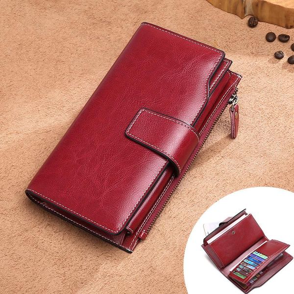 wallets woman style antimagnetic woman's retro cow leather wallet long oil wax cowhide, Red;black
wallets woman style antimagnetic woman's retro cow leather wallet long oil wax cowhide, Red;black