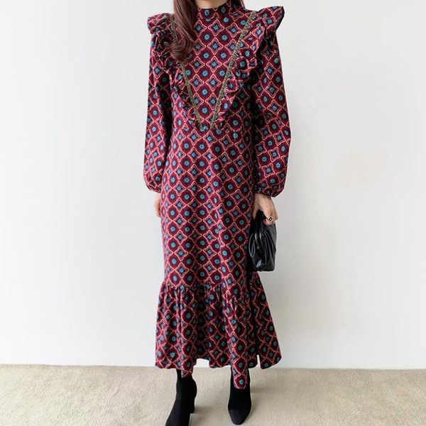 korean chic court style full print slim stand loose ruffle trumpet / mermaid ankle-length dresses for women casual, Black;gray
korean chic court style full print slim stand loose ruffle trumpet / mermaid ankle-length dresses for women casual, Black;gray