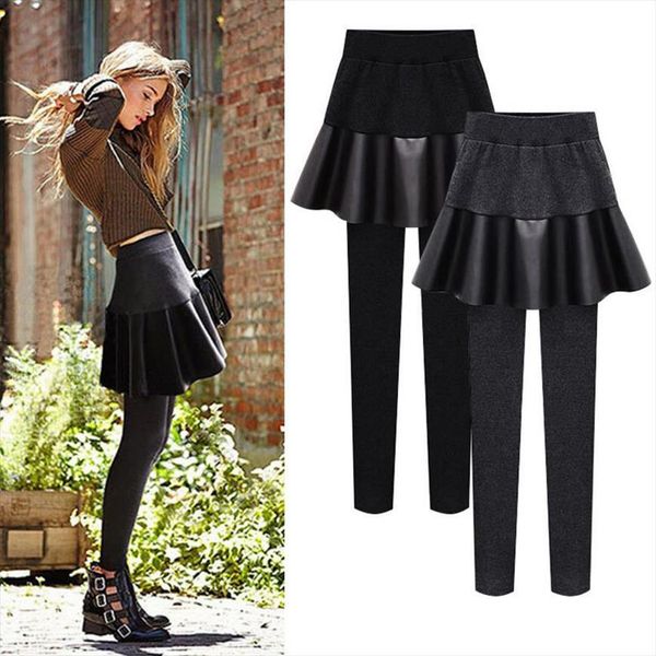 plus size 6xl winter women legging velvet large pu leather fake two pants skirt leggings pleated, Black
plus size 6xl winter women legging velvet large pu leather fake two pants skirt leggings pleated, Black