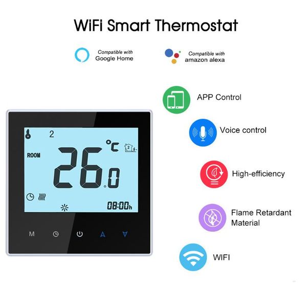 smart home control wifi thermostat digital programmable temperature controller voice for echo/google home/tmall genie/ifttt
smart home control wifi thermostat digital programmable temperature controller voice for echo/google home/tmall genie/ifttt